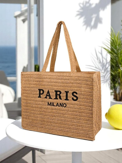 Royalfashion Большая женская соломенная сумка Paris Milano