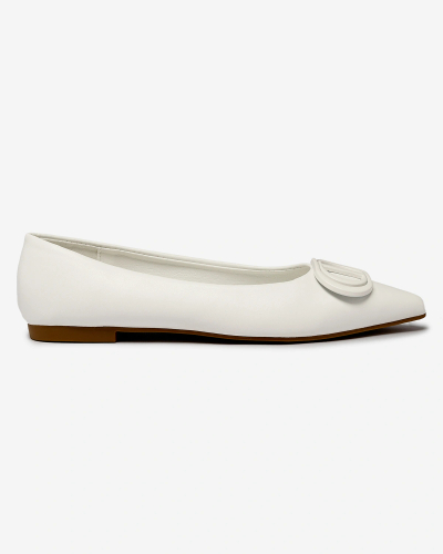 Royalfashion Белые женские балерины с заостренным носом и украшением на носу Manixy