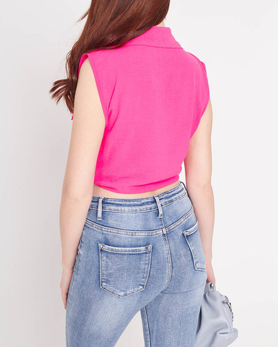 Fuchsia crop top blūze aizdarāma ar pogām - Apģērbs