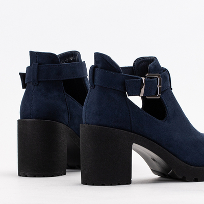 Navy blue eco-suede stiletto boots Ollih - Footwear