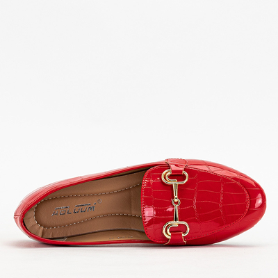 Red women's patent leather moccasins with embossing Cerilla - Footwear