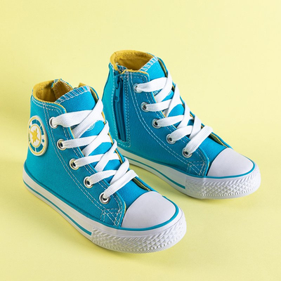 Blue children's high-top sneakers with Alvari badge - Footwear