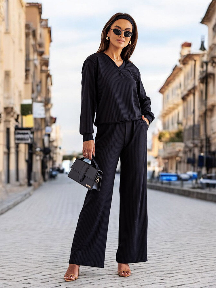 Royalfashion Женский ребристый хлопковый комплект