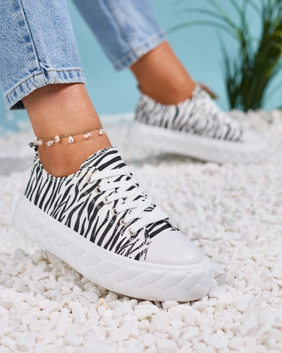 Royalfashion Black and white women's platform sneakers Atredika