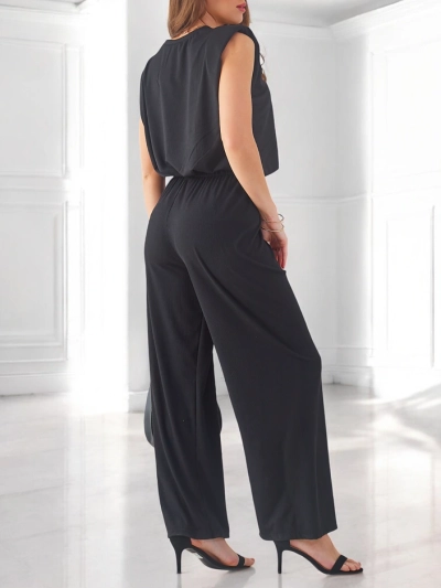Royalfashion Women's ribbed viscose set, sleeveless and with flared pants