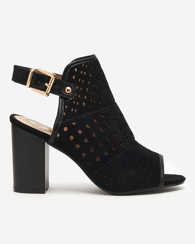 Black openwork women's sandals on the post Kholi - Footwear