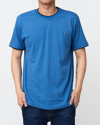 Men's Dark Blue Cotton T-Shirt - Clothing
