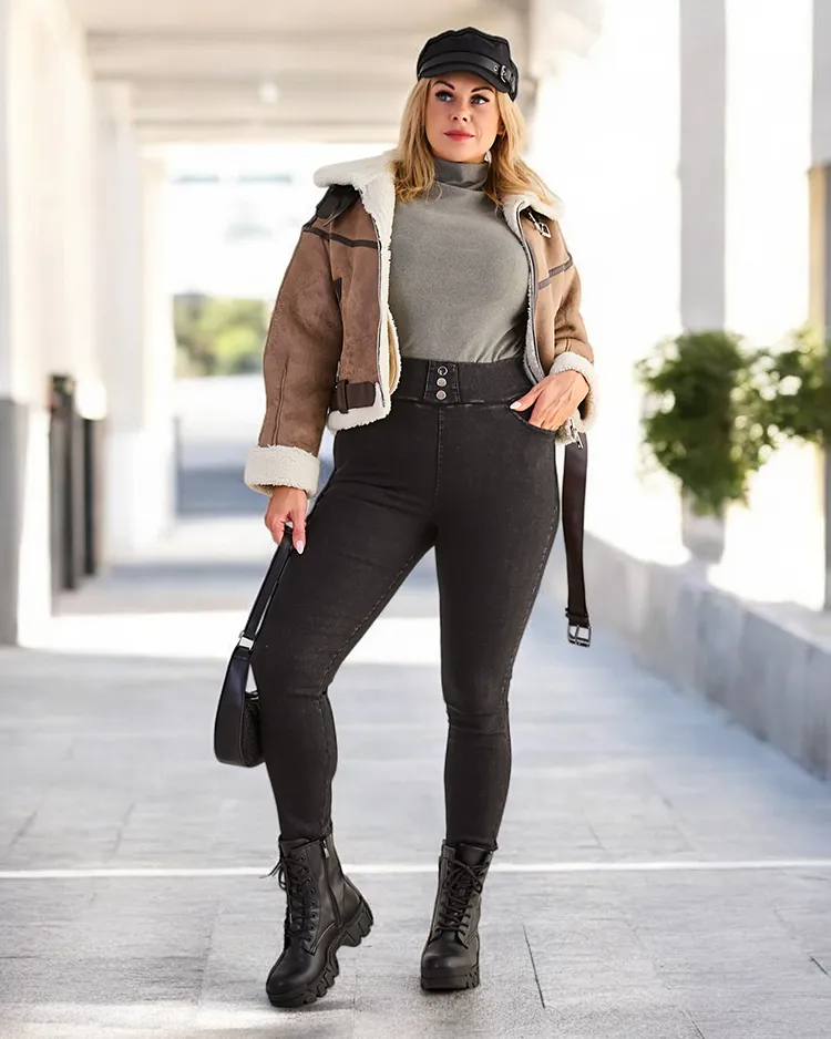 Royalfashion Cotton women's PLUS SIZE treggings pants