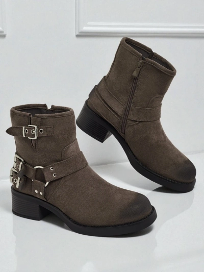 Valtos Women's Eco-Suede Ankle Boots with Buckles