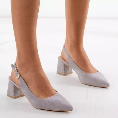 OUTLET Gray women's eco-suede sandals on a Panella post - Footwear