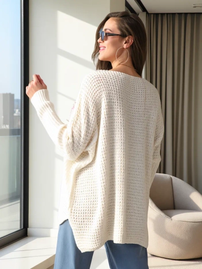 Royalfashion Women's oversized acrylic sweater with hearts