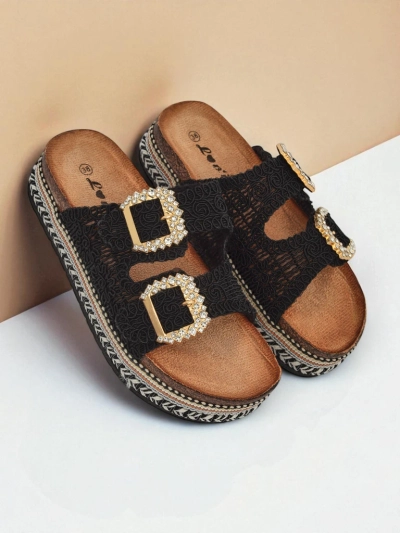 Royalfashion Женские сандалии с пряжками из страз GlamCork