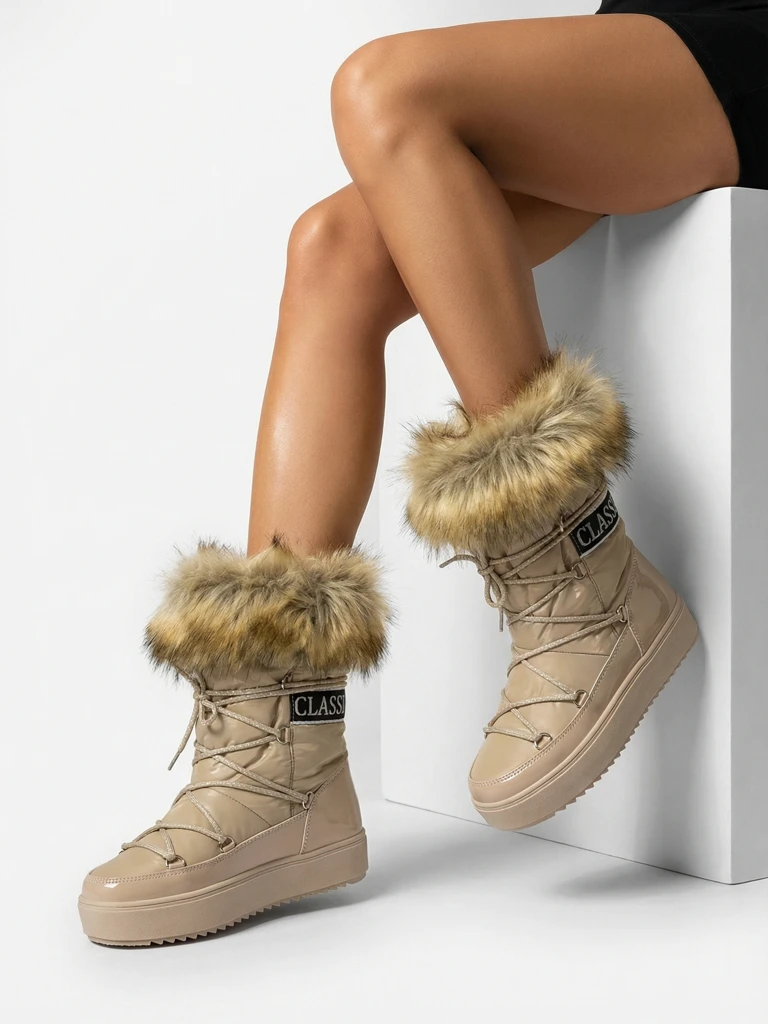 Royalfashion Светло-коричневые ботинки-слипы a'la snow boots for women Gomllo