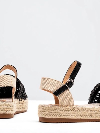 Ladies 'black espadrilles with an openwork Triumf - Footwear
