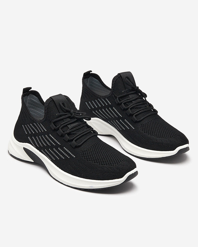 Men's black lace-up sports shoes by Nertic - footwear