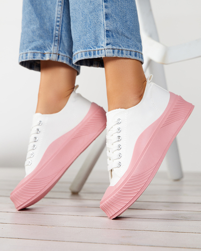 White and pink women's sneakers, type Nerikas sneakers - Footwear