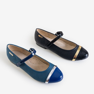 OUTLET Girls' navy blue ballerinas with animal embossing Sineri - Shoes