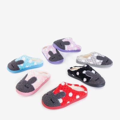 Purple women's slippers with Krystian's bunny - Footwear