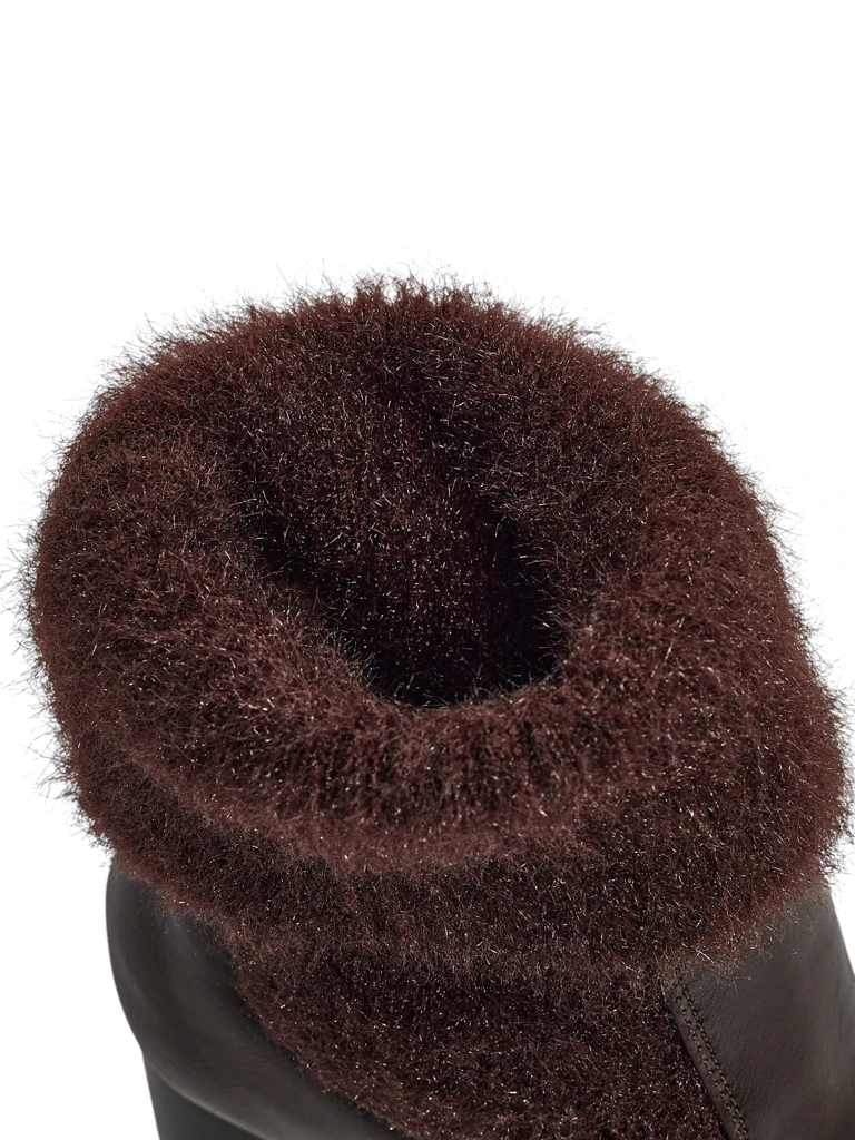 Women's eco-leather heeled ankle boots with Tirave knit