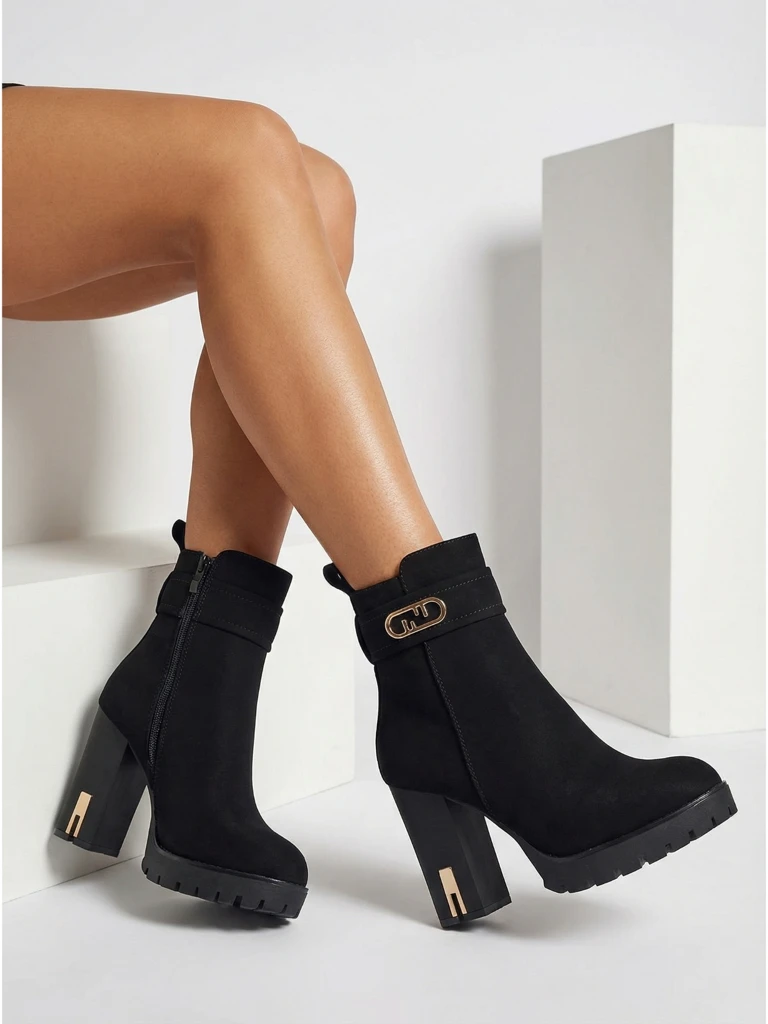 Damen Stiefeletten Öko-Wildleder mit Blockabsatz Tovia