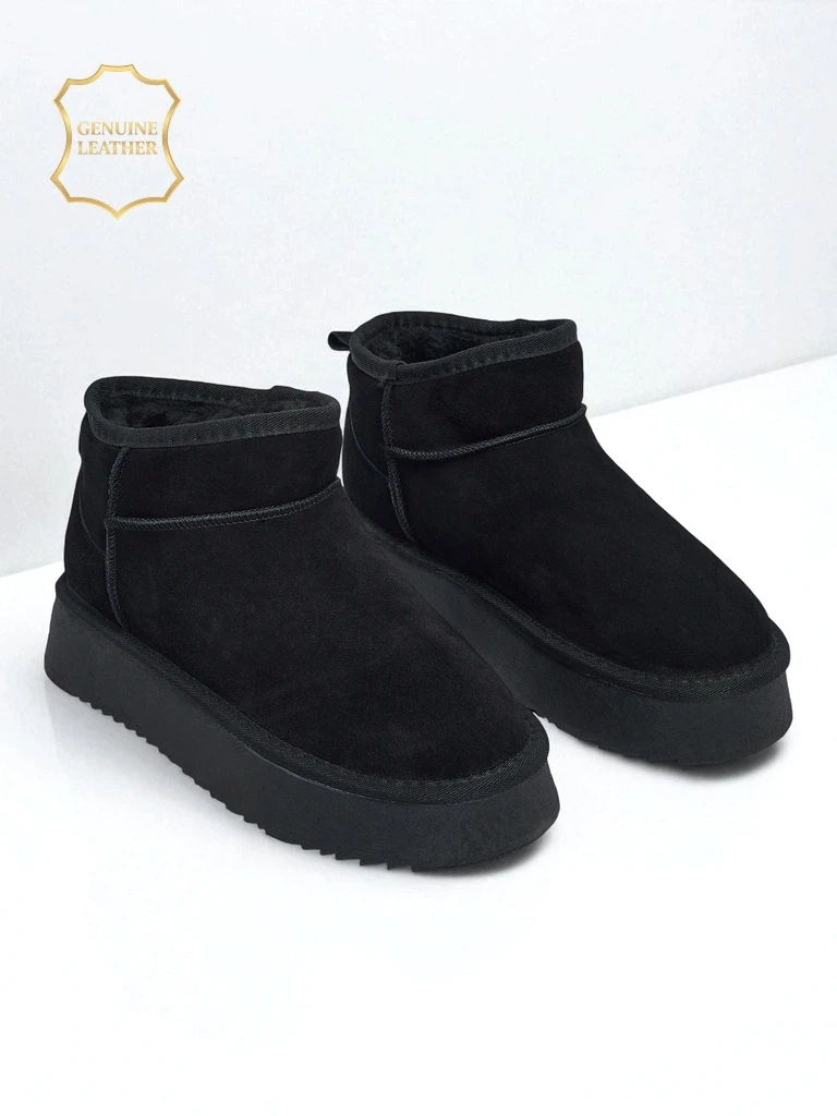 Kratke ženske čizme a'la snijeg od prirodne kože Elunara