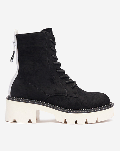 Black women's boots on a low post Savet - Footwear