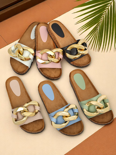 Ladies' blue slippers with Sofig- Footwear decoration