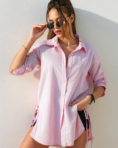 Женская полосатая рубашка Royalfashion из хлопка с талией