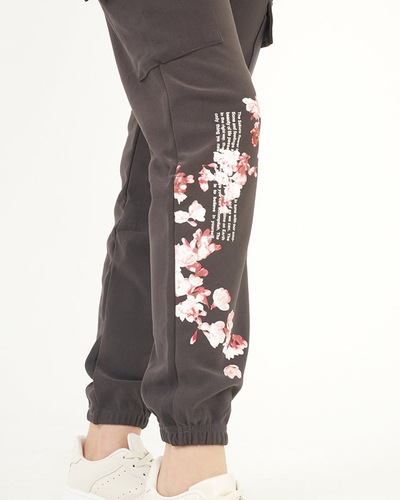 Women's cargo pants, gray - Clothing