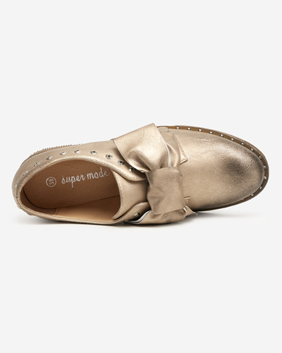 Gold women's low shoes with Entera bow - Footwear