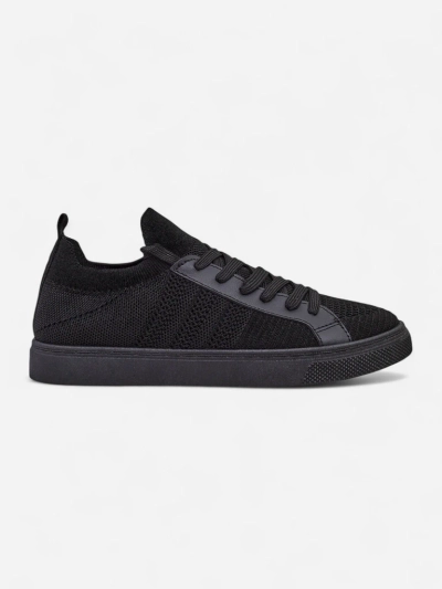 Livia Nero women's sneakers - black fabric and eco-leather sneakers on a flat sole