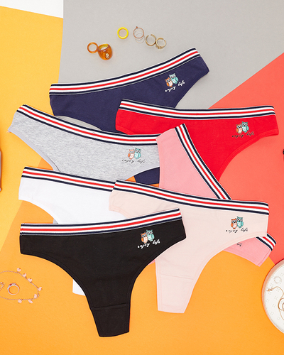 One-color women's thong set 7 / pack - Underwear