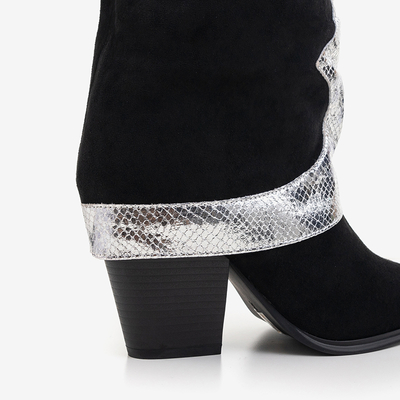 Black ankle boots with a decorative turn-up Acilip- Footwear