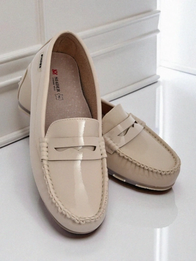 Beige Kallista Women's Loafers - Premium Suede Ecological Leather