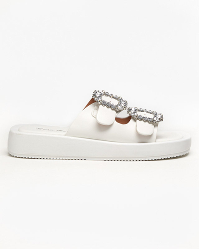 Baltas sieviešu čības ar kristāliem Azazel - Apavi