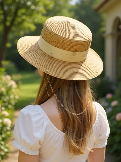 Royalfashion Women's Straw Hat Grace Ribbon