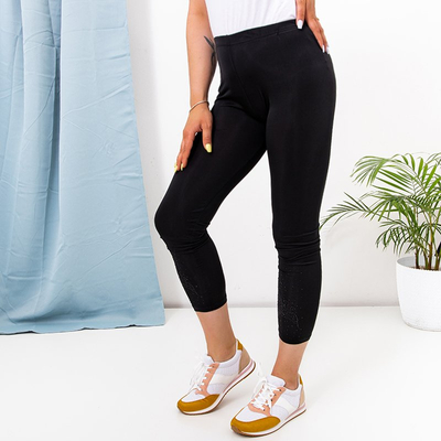 Black women's leggings with cubic zirconia PLUS SIZE - Clothing