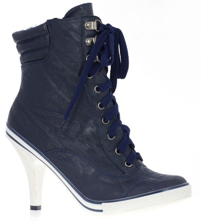 Dark navy blue women's sneakers on a Szpiue pin - Footwear
