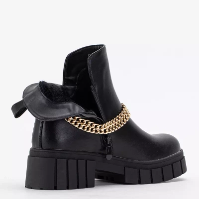 OUTLET Black women's boots with a chain Molsi - Footwear