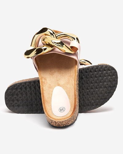 Ladies' pink slippers with a Sofig- Footwear decoration