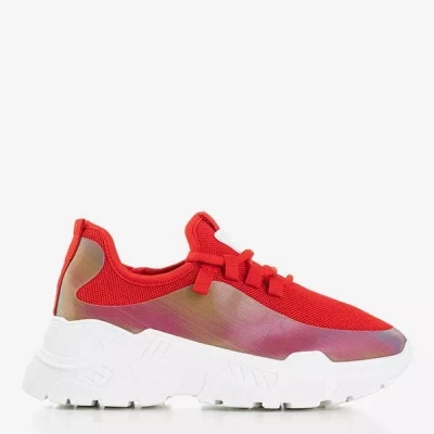 OUTLET Red women's sneakers with a multicolored insert Isis - Footwear