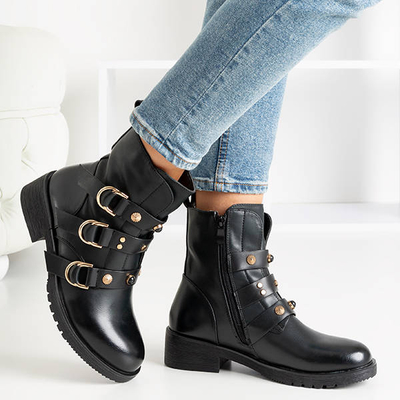 Black women's bags with gold buckles Sytielia - Shoes