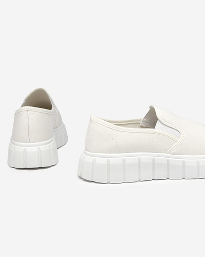 OUTLET Women's white slip-on shoes on a thick Tenri sole - Footwear