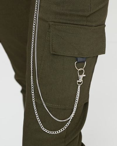 Green insulated cargo pants with pockets - Clothing