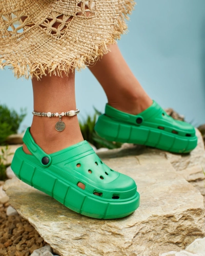 Royalfashion Tumši zaļas sieviešu gumijas čības Kooranza