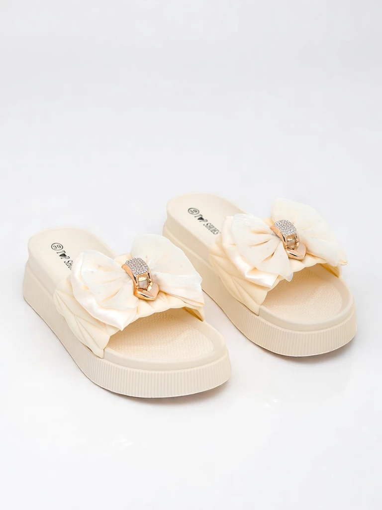 Royalfashion Damesplatformpantoffels met 'n Sento Pace-strik