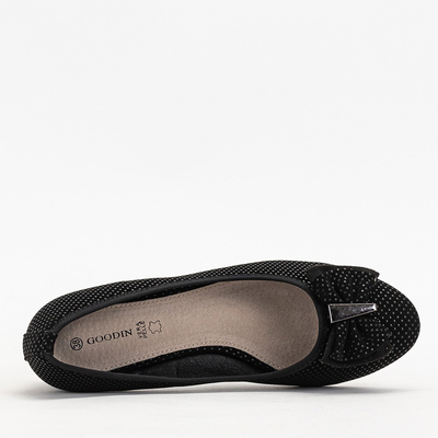 Black women's pumps with polka dots with a bow Verima - Shoes