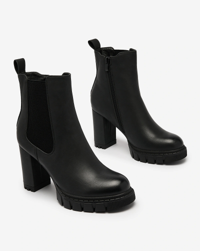 Royalfashion Черные женские сапоги на высоком каблуке Seihay