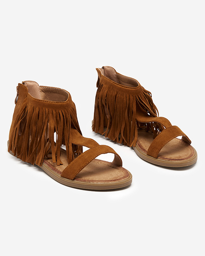 Women's sandals with camel tassels Clov- Footwear