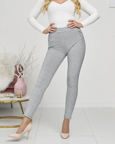 Gray-black women's checkered treggings- Clothing